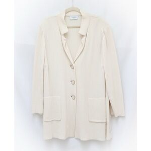 NWOT Stizzoli Cream Cardigan Collared Knit Blazer 22 sweater plus size Italy new